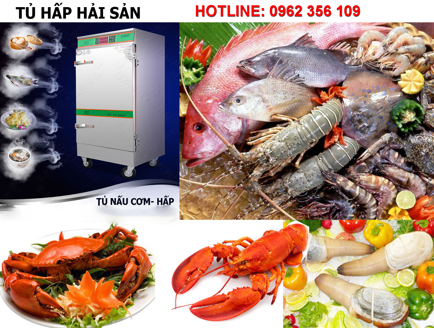 Tủ nấu cơm công nghiệp 12 khay dùng ga điện kết hợp có thể hấp hải sản